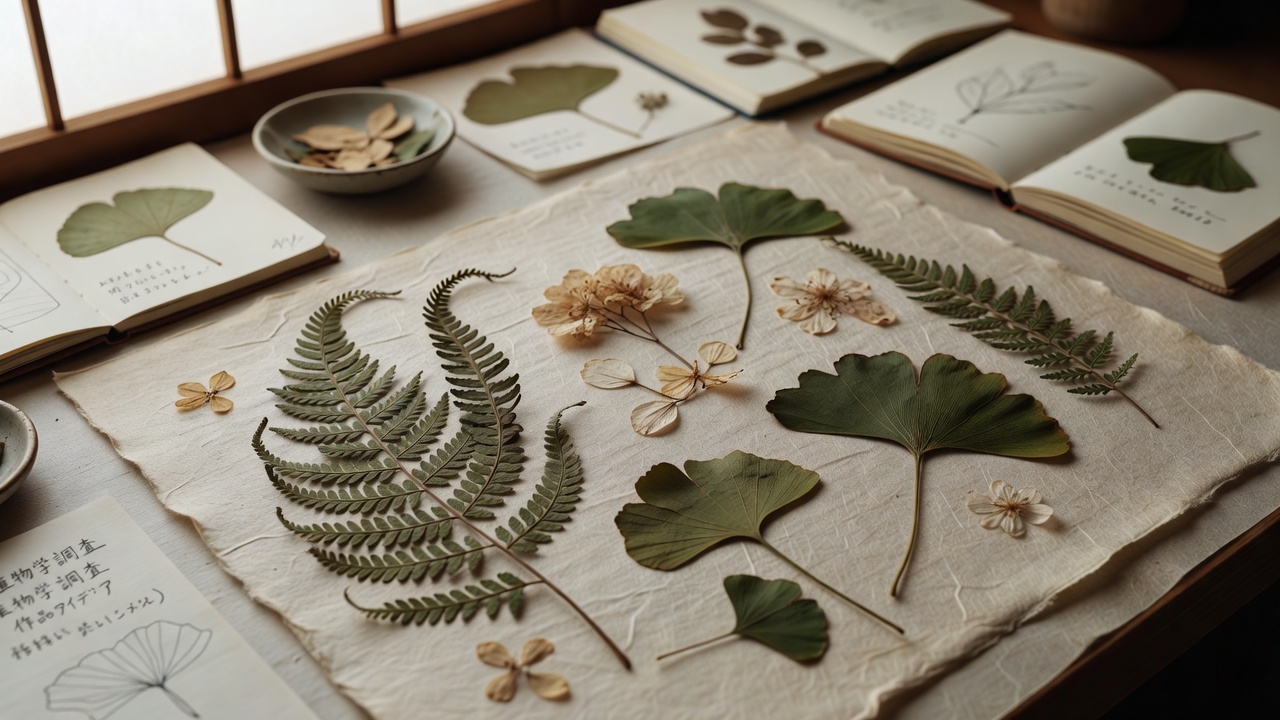押し葉にされた植物標本